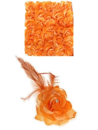 e-carnavalskleding-SYK Bloem op speld decoratie in oranje