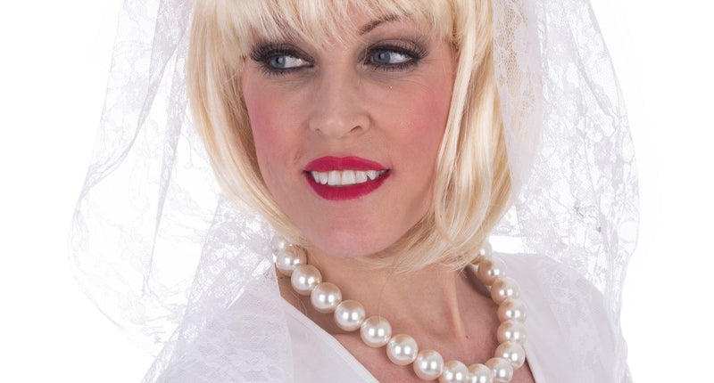 e-carnavalskleding-SYK Bruidssluier Steffie met witte roos