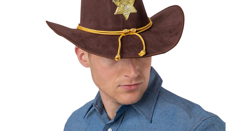e-carnavalskleding-SYK Bruine Sheriff hoed in nep suede