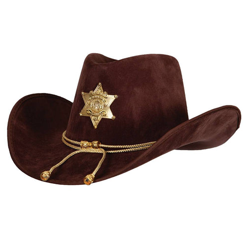e-carnavalskleding-SYK Bruine Sheriff hoed in nep suede