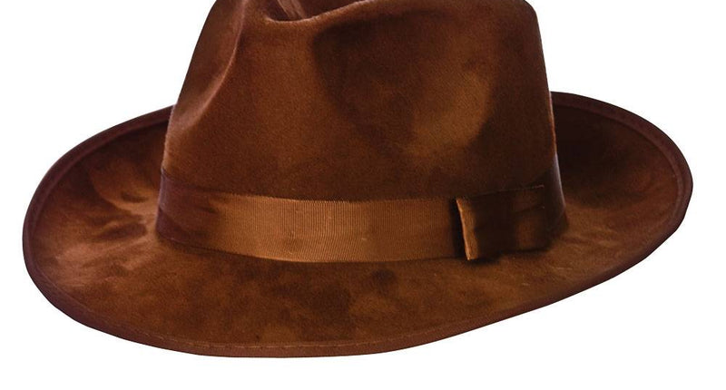 e-carnavalskleding-SYK Bruine suede fedora hoed