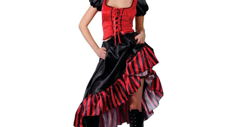 e-carnavalskleding-SYK Can Can Saloon jurk in rood