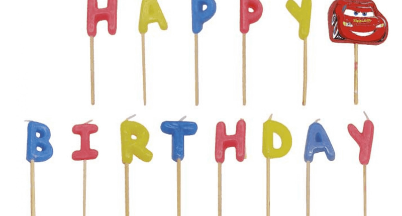 e-carnavalskleding-SYK Cars kaarsjes Happy Birthday