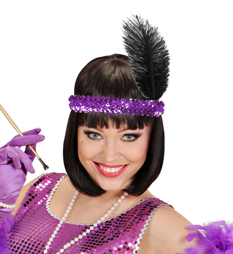 e-carnavalskleding-SYK Charleston hoofdband met pailletten paars
