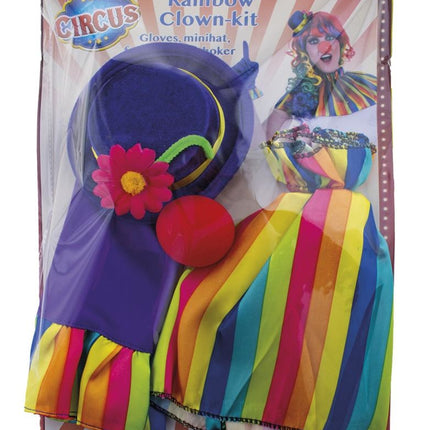 e-carnavalskleding-SYK Clown verkleed set regenboog 5-dlg