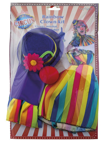e-carnavalskleding-SYK Clown verkleed set regenboog 5-dlg