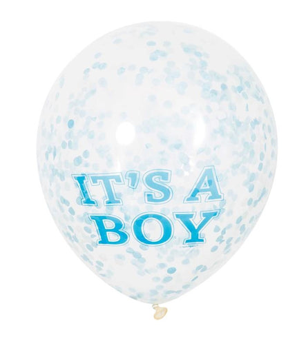 e-carnavalskleding-SYK Confetti ballonnen "It's a Boy" 30cm 6stuks