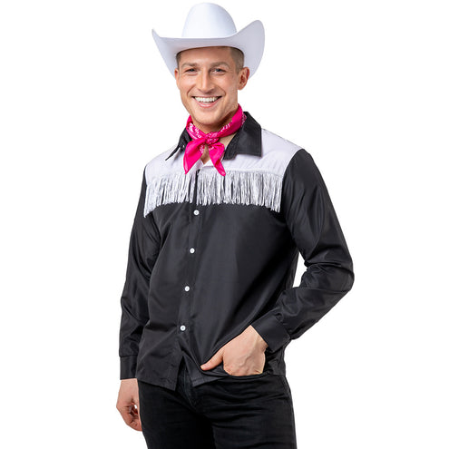 e-carnavalskleding-SYK Cowboy blouse Sam heren zwart wit