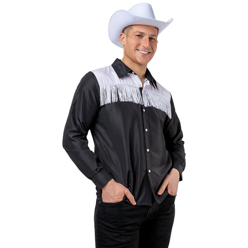 e-carnavalskleding-SYK Cowboy blouse Sam heren zwart wit