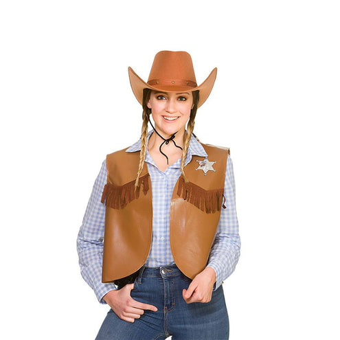 e-carnavalskleding-SYK Cowboy vest bruin