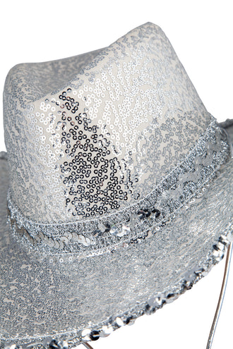 e-carnavalskleding-SYK Cowboyhoed Annie zilveren pailletten