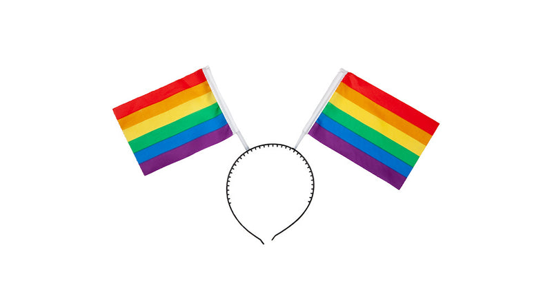 e-carnavalskleding-SYK Diadeem met twee regenboog vlaggetjes