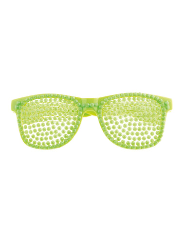 e-carnavalskleding-SYK Disco bril met parels in neon groen