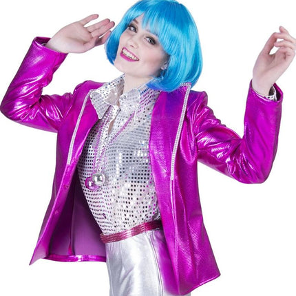 e-carnavalskleding-SYK Disco Fever jas roze/fuchsia dames