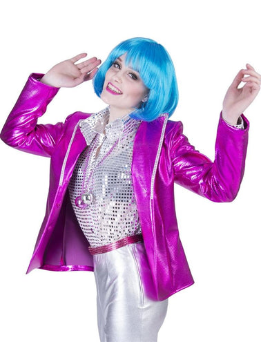 e-carnavalskleding-SYK Disco Fever jas roze/fuchsia dames