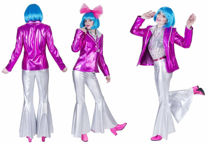 e-carnavalskleding-SYK Disco Fever jas roze/fuchsia dames