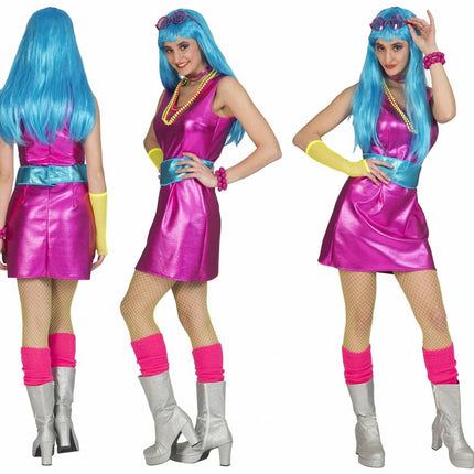 e-carnavalskleding-SYK Disco Fever jurkje dames roze/fuchsia