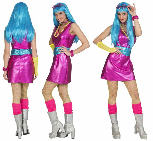 e-carnavalskleding-SYK Disco Fever jurkje dames roze/fuchsia