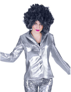 e-carnavalskleding-SYK Disco jas Fever zilver dames