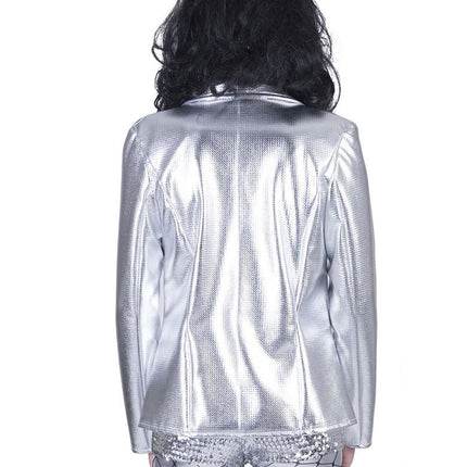 e-carnavalskleding-SYK Disco jas Fever zilver dames