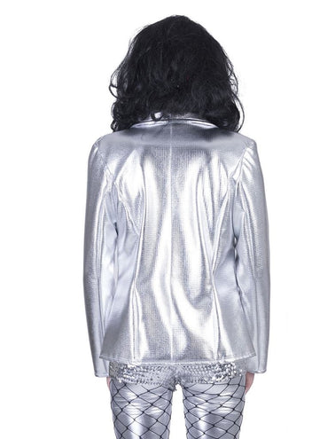 e-carnavalskleding-SYK Disco jas Fever zilver dames