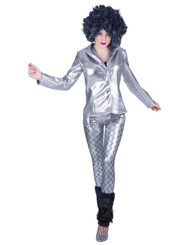e-carnavalskleding-SYK Disco jas Fever zilver dames