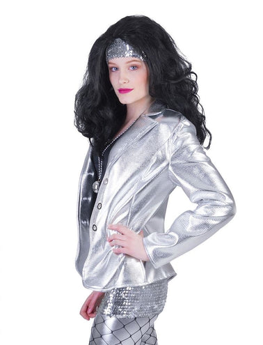 e-carnavalskleding-SYK Disco jas Fever zilver dames