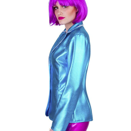 e-carnavalskleding-SYK Disco kostuum Fever dames blauw