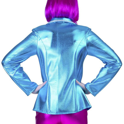 e-carnavalskleding-SYK Disco kostuum Fever dames blauw