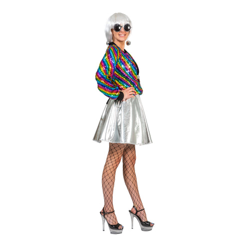 e-carnavalskleding-SYK Disco rok Milou zilver jaren 70