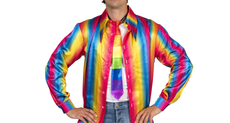 e-carnavalskleding-SYK Disco Shirt Rainbow heren