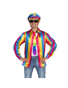 e-carnavalskleding-SYK Disco Shirt Rainbow heren