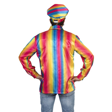 e-carnavalskleding-SYK Disco Shirt Rainbow heren