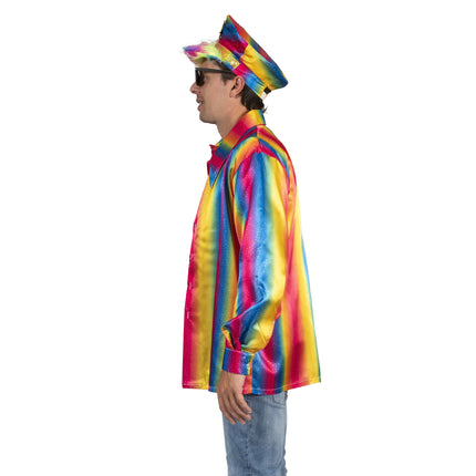 e-carnavalskleding-SYK Disco Shirt Rainbow heren