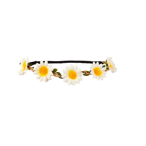 e-carnavalskleding-SYK Flower Power hoofdband met witte madeliefjes