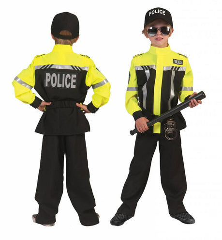 e-carnavalskleding-SYK Fluor gele politiepakjes voor kinderen