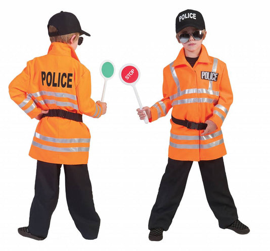 e-carnavalskleding-SYK Fluor oranje politiepakjes voor jongens
