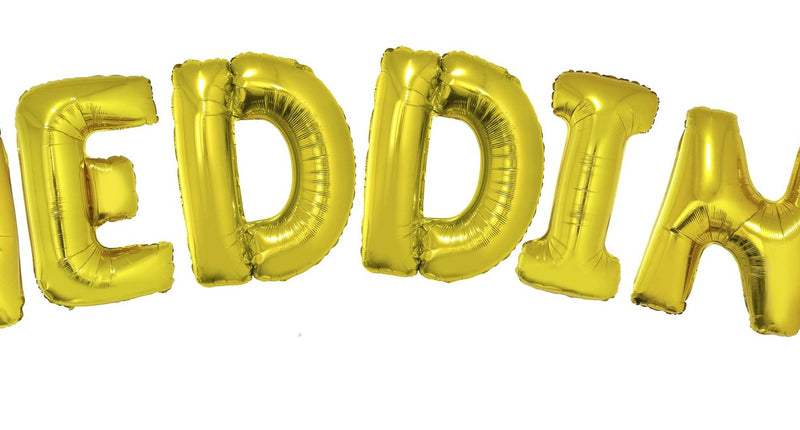 e-carnavalskleding-SYK Folie ballon set WEDDING met gouden letters