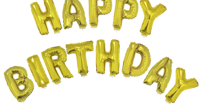 e-carnavalskleding-SYK Folie ballonnen set Happy Birthday met gouden letters