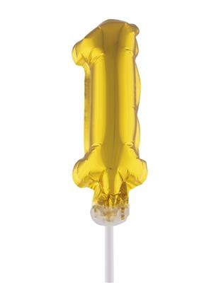 e-carnavalskleding-SYK Folieballon 13 cm op stokje goud