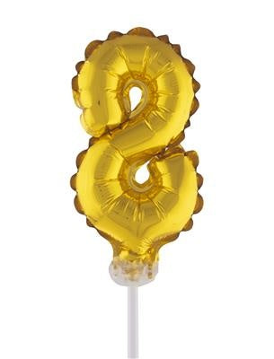 e-carnavalskleding-SYK Folieballon 13 cm op stokje goud