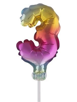 e-carnavalskleding-SYK Folieballon 13 cm op stokje regenboog