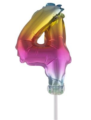 e-carnavalskleding-SYK Folieballon 13 cm op stokje regenboog