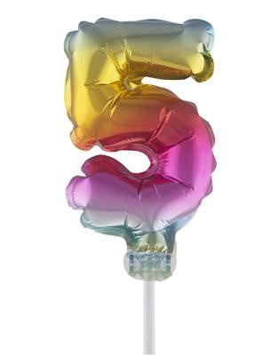 e-carnavalskleding-SYK Folieballon 13 cm op stokje regenboog