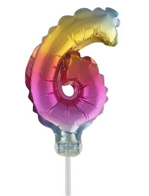 e-carnavalskleding-SYK Folieballon 13 cm op stokje regenboog