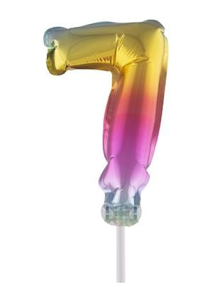 e-carnavalskleding-SYK Folieballon 13 cm op stokje regenboog