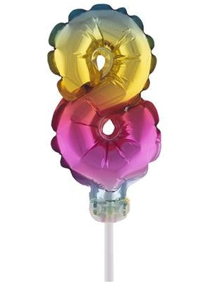 e-carnavalskleding-SYK Folieballon 13 cm op stokje regenboog