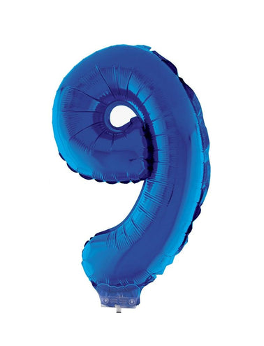 e-carnavalskleding-SYK Folieballon 41 cm op stokje blauw