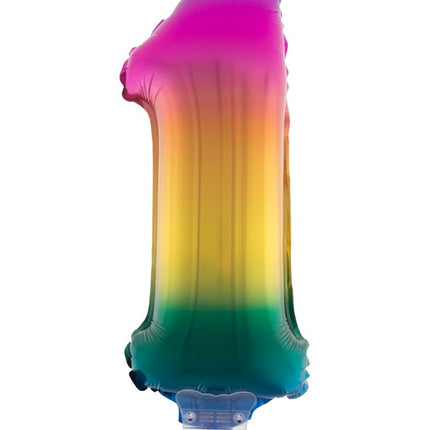 e-carnavalskleding-SYK Folieballon 41 cm op stokje regenboog