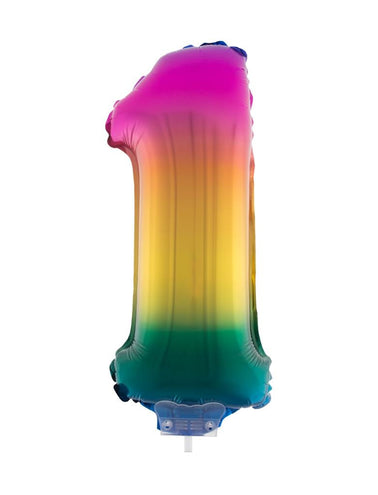 e-carnavalskleding-SYK Folieballon 41 cm op stokje regenboog